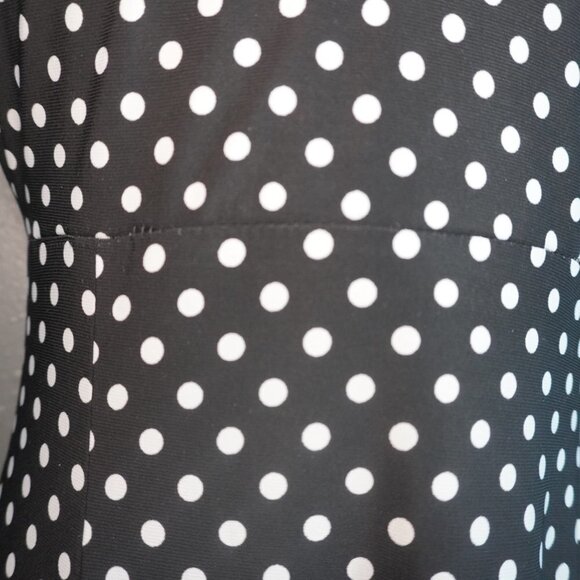 Chaps Womens Black White Polka Dot Midi Short Sleeve V Neck Dress Size Small - Picture 6 of 7